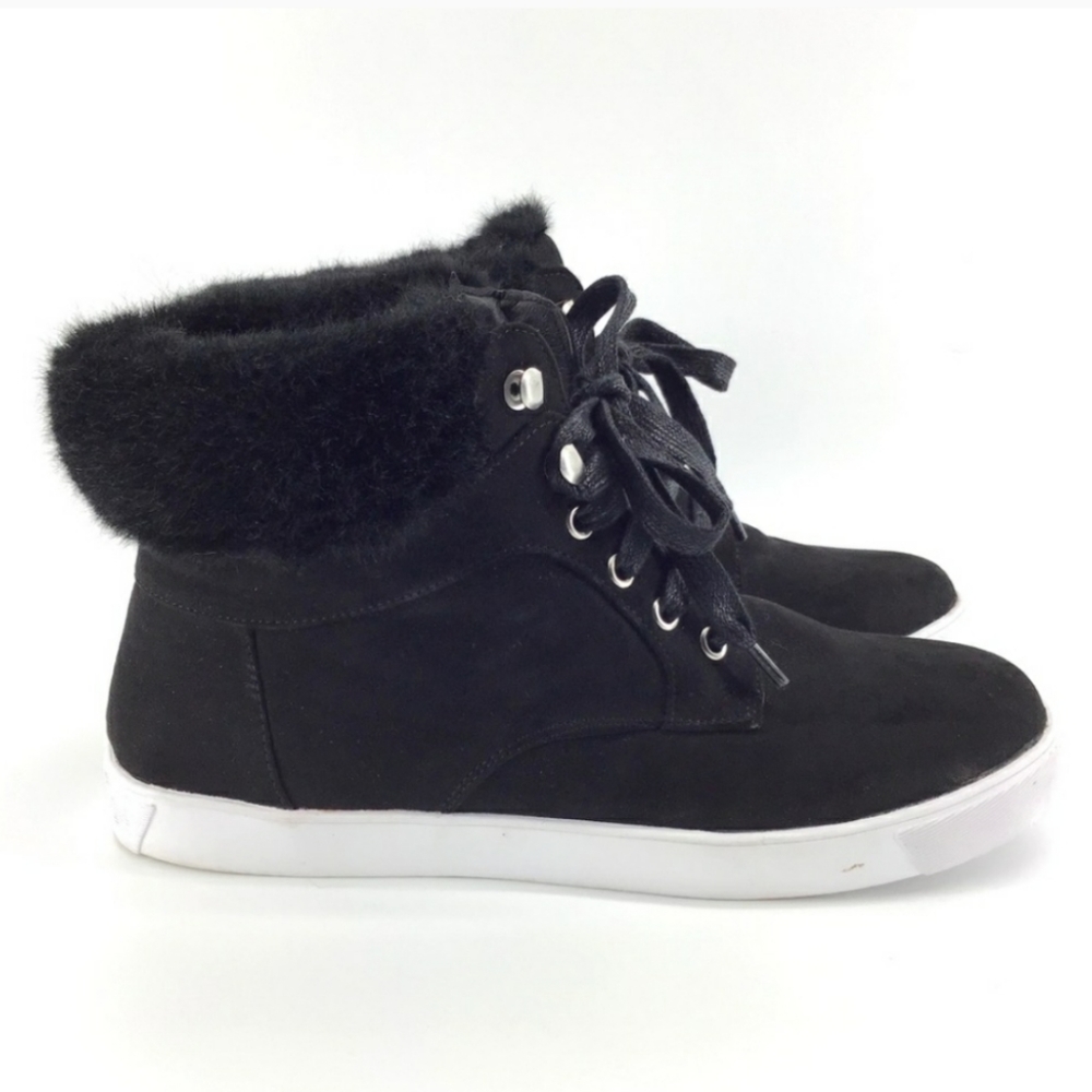 Torrid | Black Faux Fur Trim Sneakers